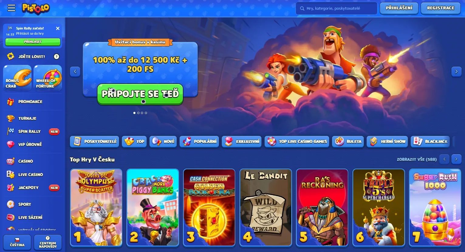 Pistolo Casino: výbušný bonus 12 500 Kč + 200 FS