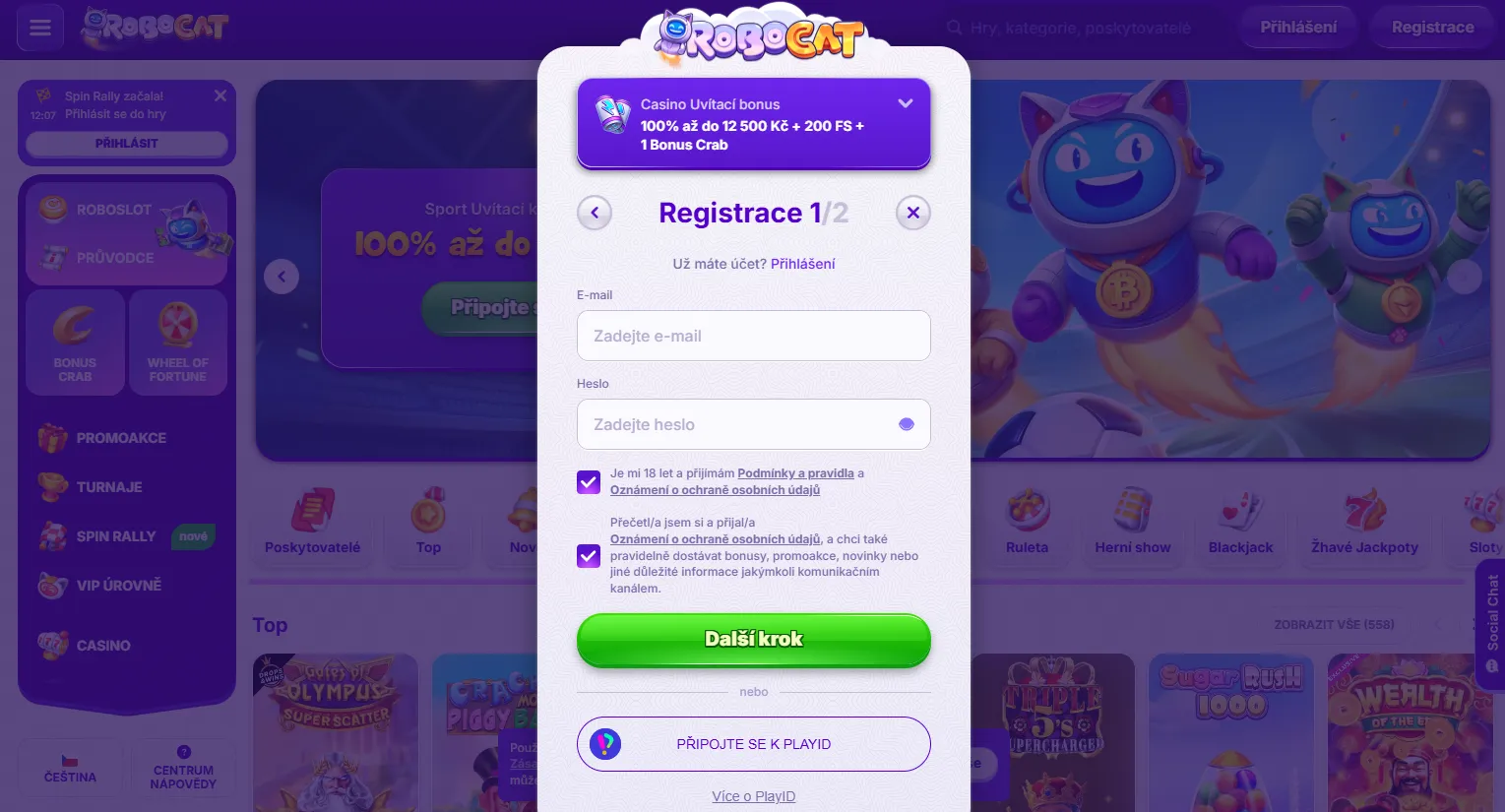 Registrace v online casino PaysafeCard s uvítacím balíčkem